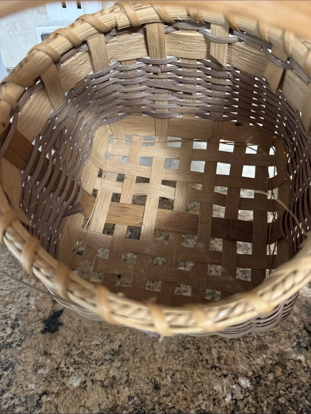 Handwoven Rustic Wicker Storage Basket with Handle - Natural/Tan
